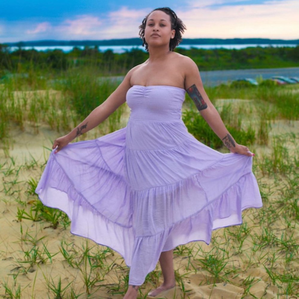 Fashion Nova Strapless Lavender L Midi Sundress